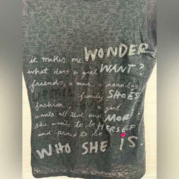 Express women’s Y2K black & pink burnout sequin graphic thin tshirt. Size small. - Picture 4 of 4